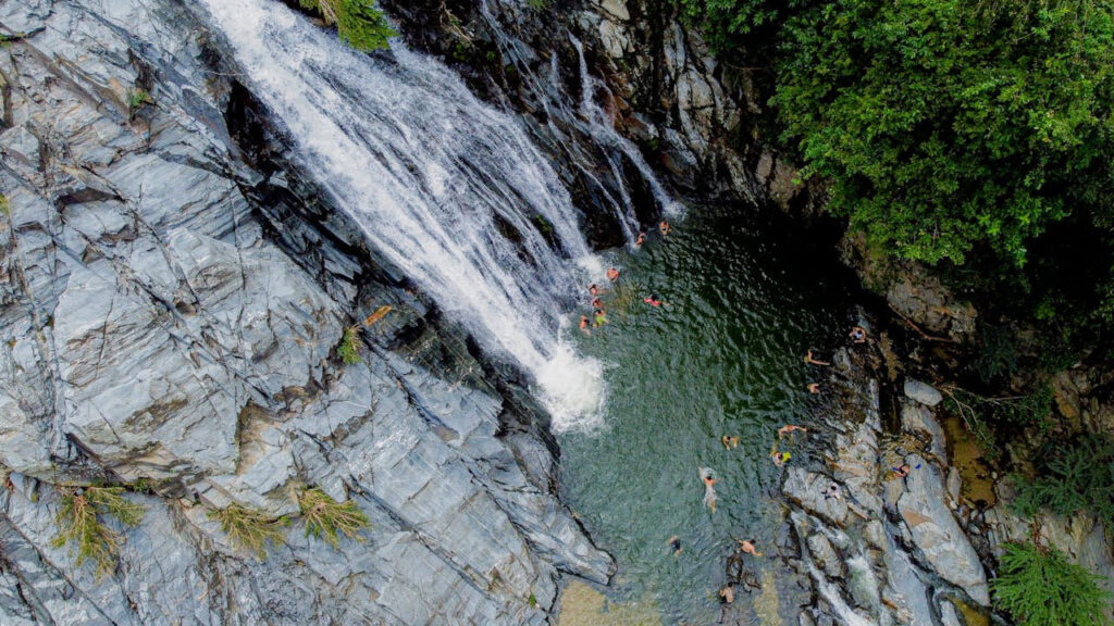 Tropical Waterfall Swimming